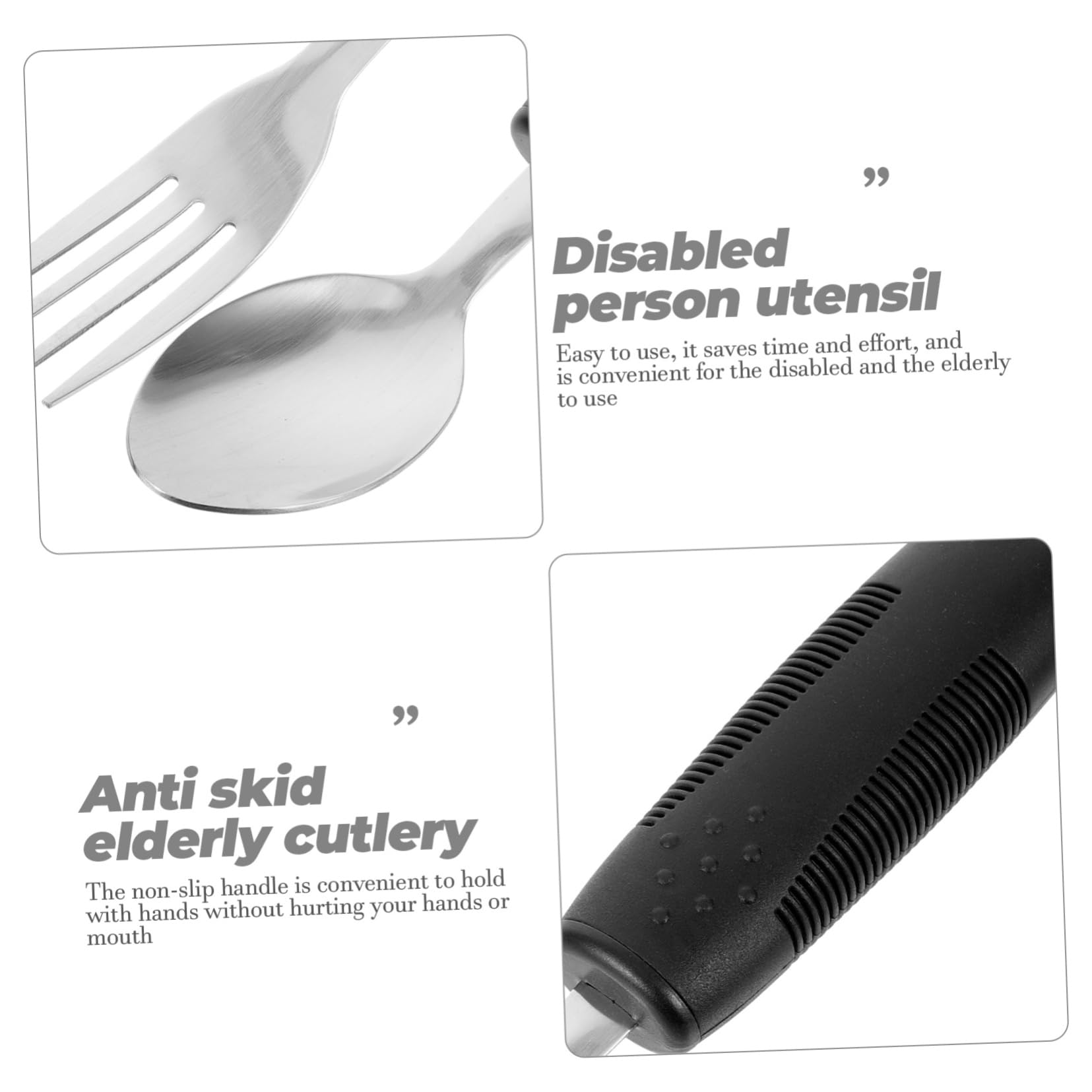 FOMIYES Elderly Feeding Utensils Set Adaptive Utensils for Hand Non Slip Elderly Cutlery Disabled Person Utensil Spoon Fork