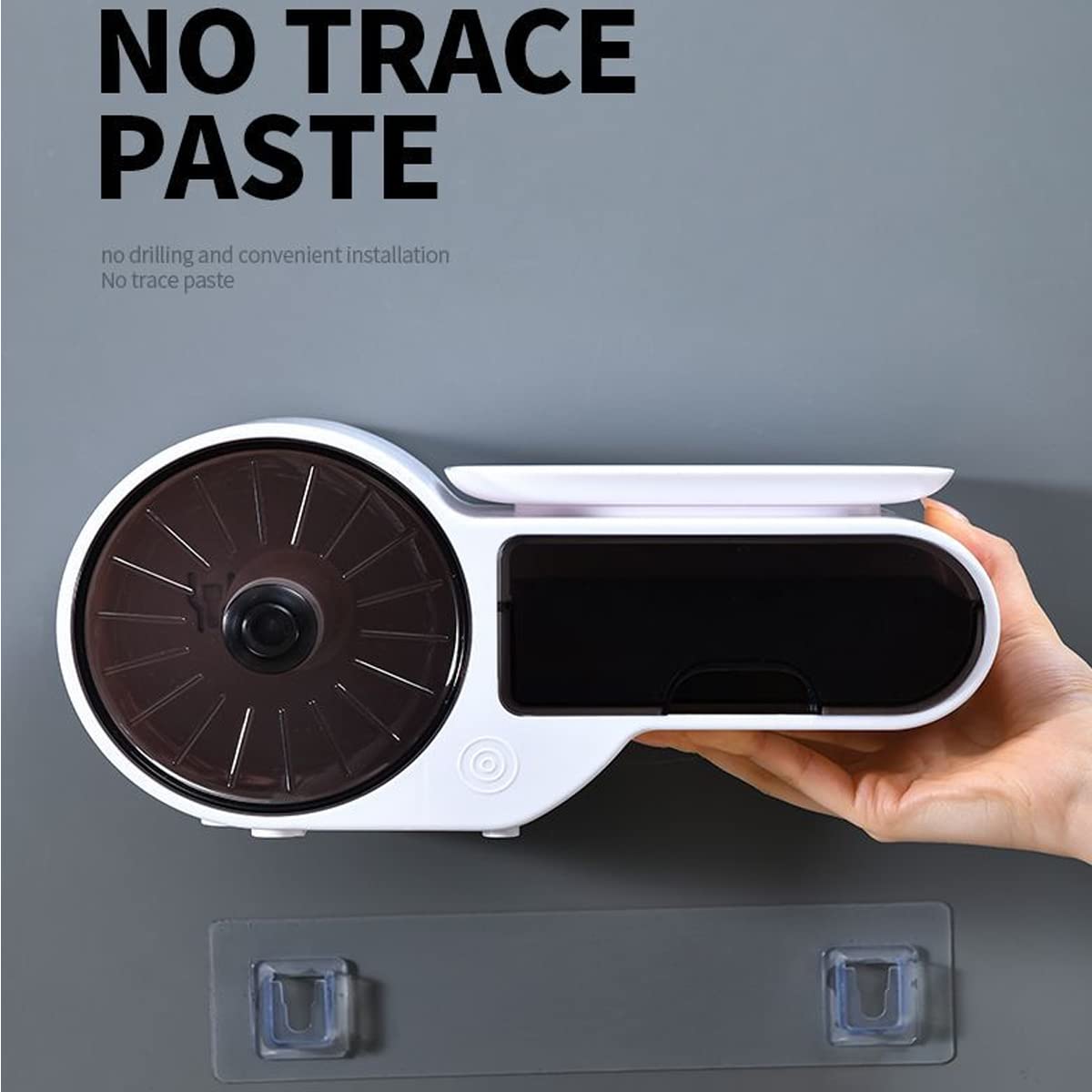 Toilettenpapierhalter-Ständer, wandmontierte Taschentuchbox, staubdichter Papierhandtuchspender, Mehrzweck-Badezimmer-Aufbewahrungslösung, transparentes Design, nicht perforiert