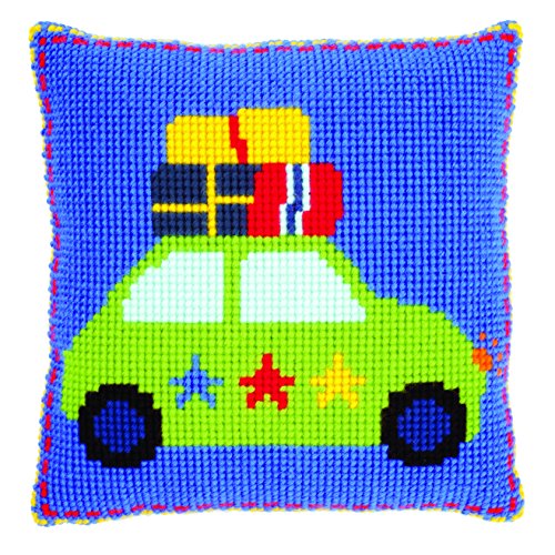 Vervaco Cross Stitch Cushion Holiday by CAR, Approx. 40 x 40 cm, Blue