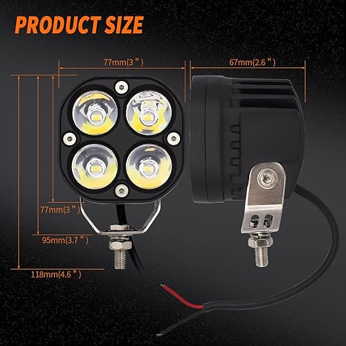 Miniatura 8 de Luces antiniebla LED rojas para conducción todoterreno, luces de trabajo auxiliares, 2 unidades, 40 W, 3 pulgadas, luces rojas de pesca para caza,