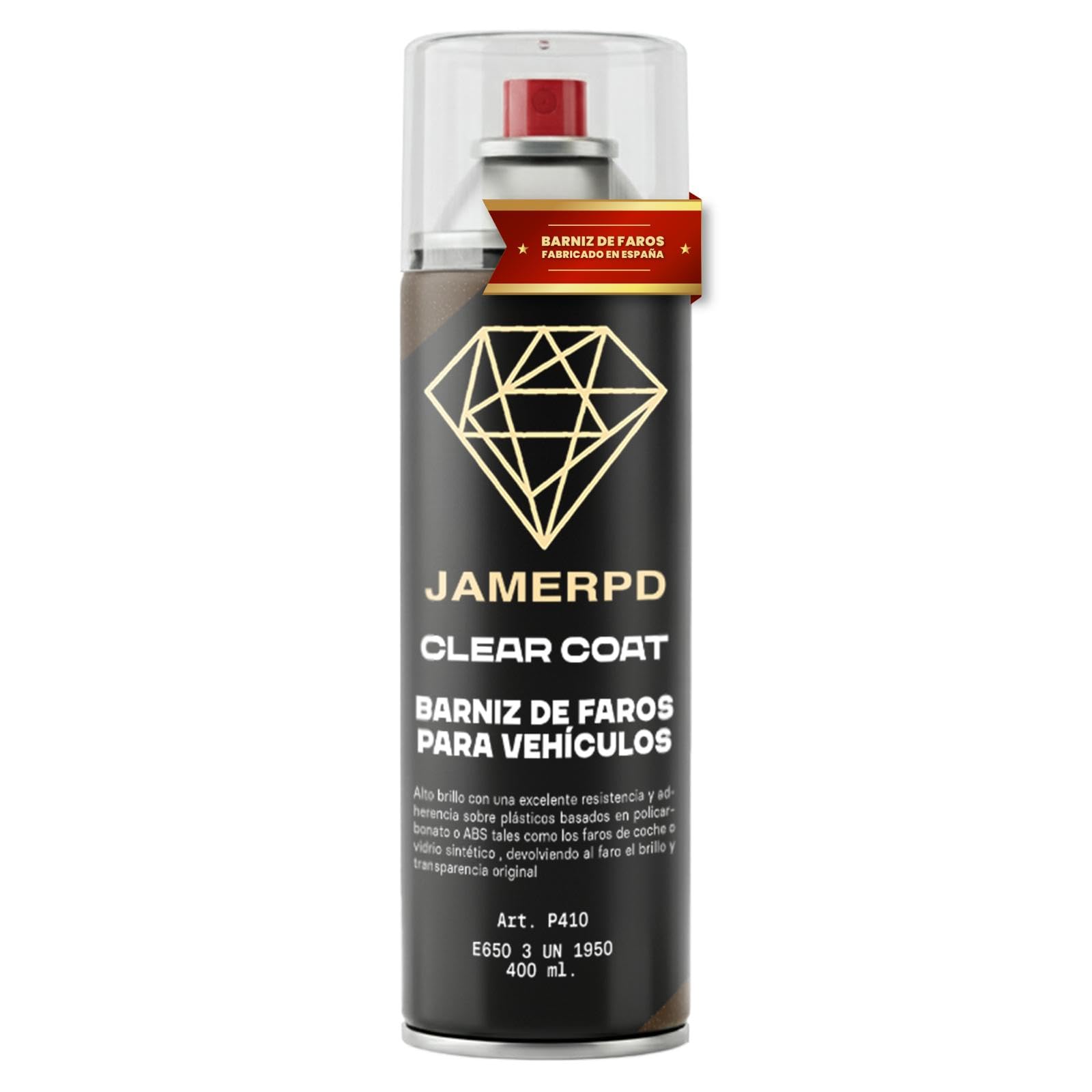 JAMERPD Pulir Faros Coche con Barniz Faros Coche - Alto Brillo y Excelente Resistencia - Adherencia sobre Plásticos - Devolviendo el Brillo y Transparencia Original de los Faros - 400 ml