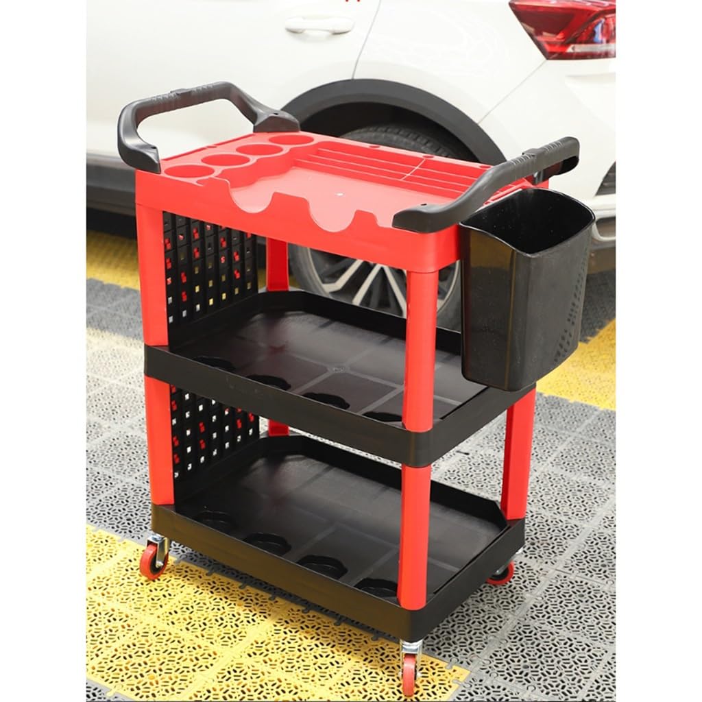 Auto-Detailierwagen mit Rädern – 3-stöckiger Waschwagen für die Garage mit seitlichen Haken und langlebigem Design, ideal für die Reinigung und Organisation von Zubehör