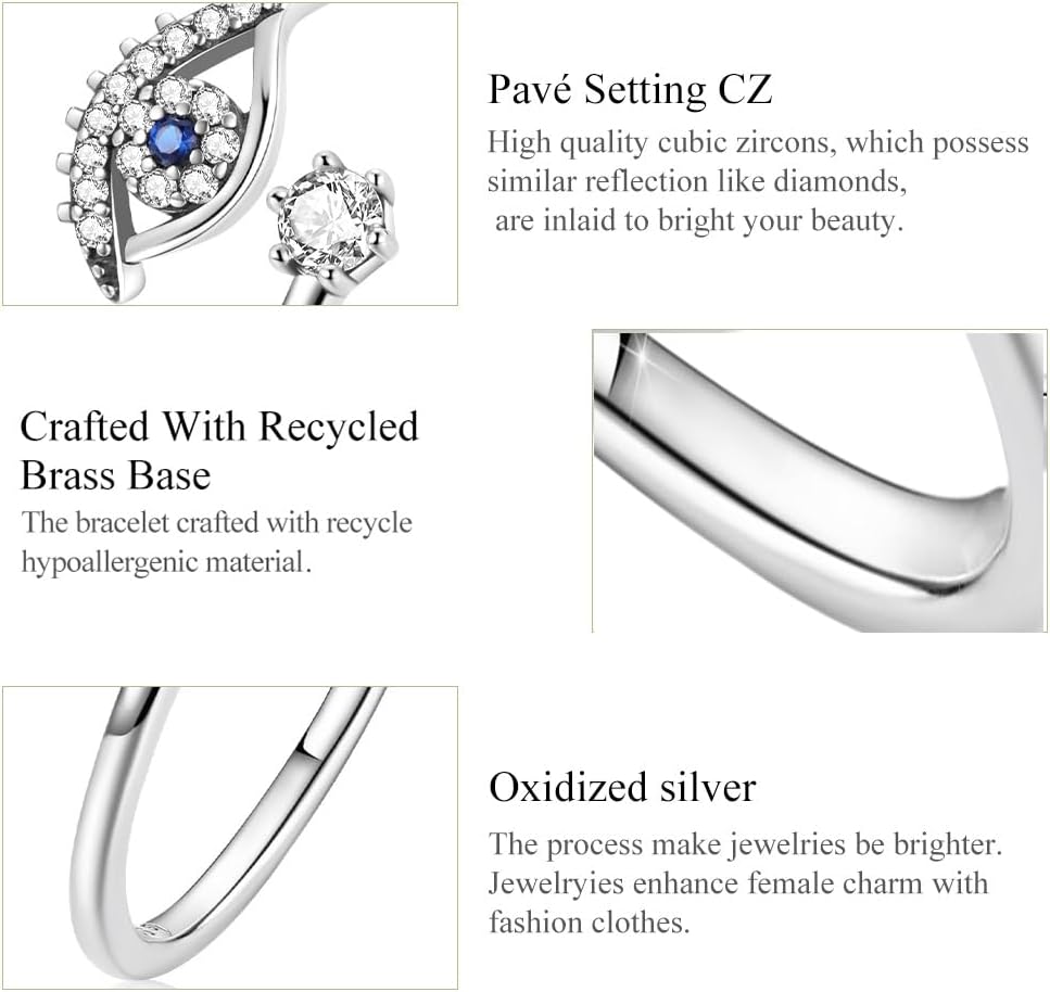 WOSTU Adjustable Animal Ring for Women Open Silver Dog Paw Fox Chameleon Dragon Snake Leaf Eye Stackable Dainty Ring Hypoallergenic Daily Wear Fashion Jewelry - Image 5