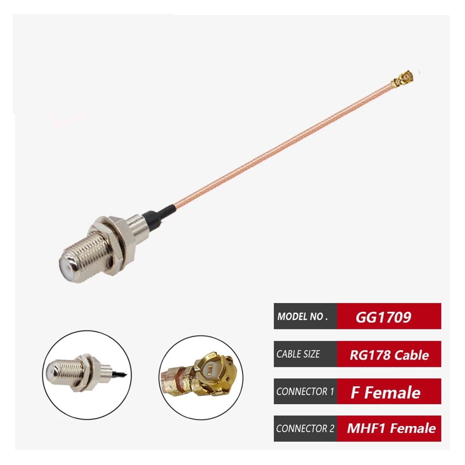 Cable coaxial RF 1.13 RG178 for antena 3G, 10 unidades, conector hembra/macho a conector hembra U.FL/MHF4, cable de extensión(F-F to MHF F-20CM)