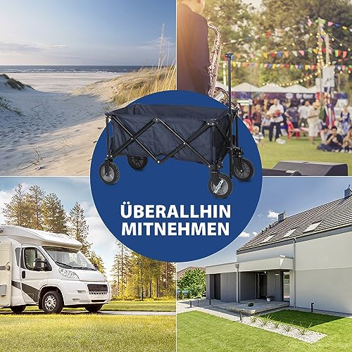 Campart HC-0910 klappbarer Strandwagen/ Bollerwagen - 70 Kilogramm Belastbarkeit - Blau mit Tasche
