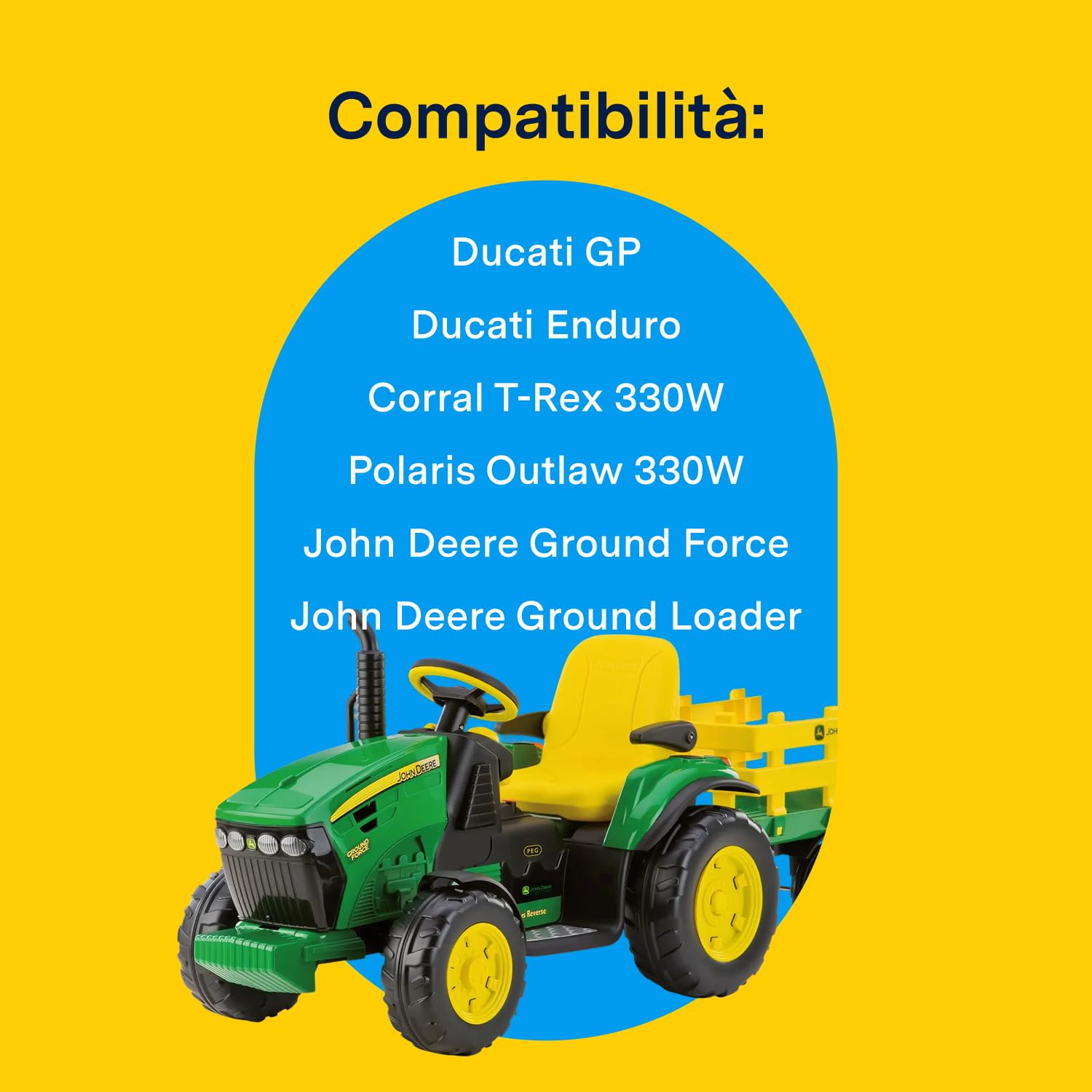 PEG Batteria 12V/8Ah - Ricambio Originale Ricaricabile per Veicoli Elettrici Peg Perego