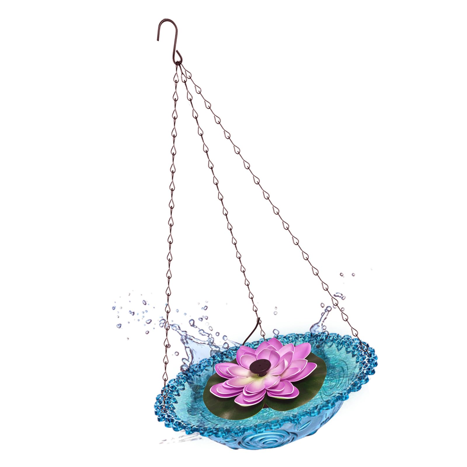 JAMIEKA Hanging Outdoor Bird Bath Fountain Solar Powered Fountain Attracts Birds Squirrels Large Capacity Garden Feeder