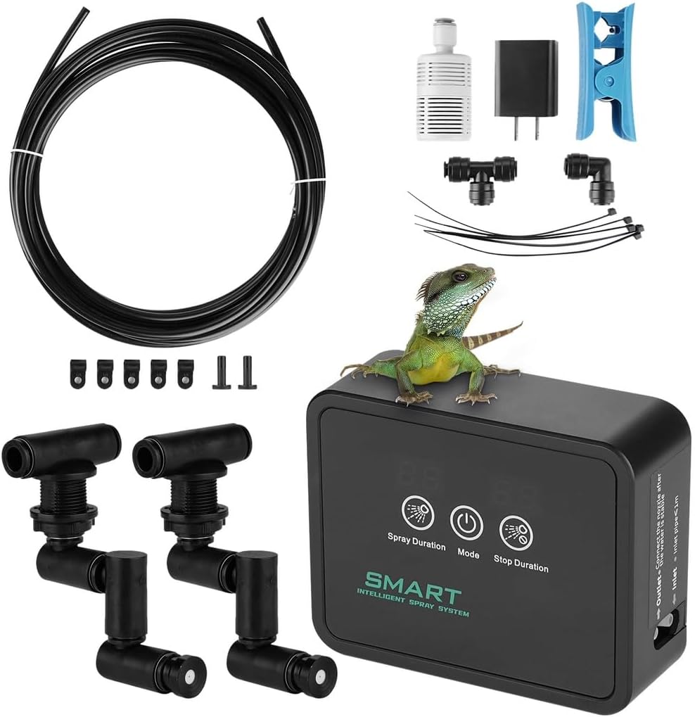 Automatic Reptile Humidifier, Smart Misting System with Timer, Led Touch Screen & 360° Adjustable Nozzles for Vivariums