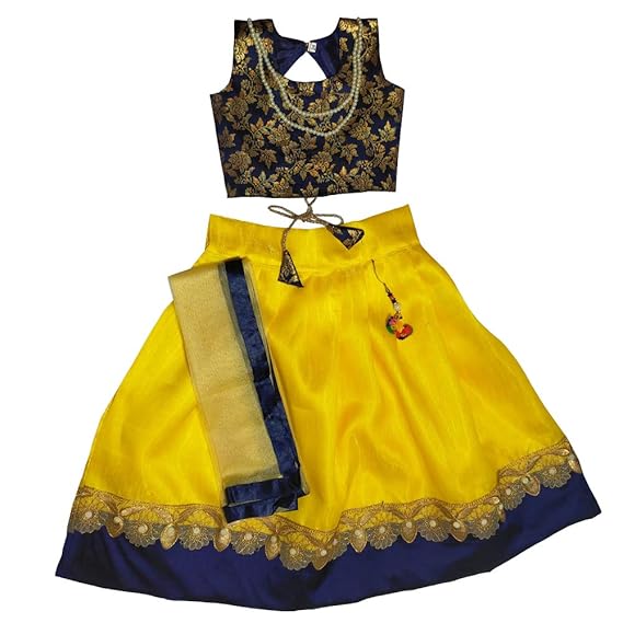 SR CREATION Girls Net & Satin Readymade Lehenga Choli