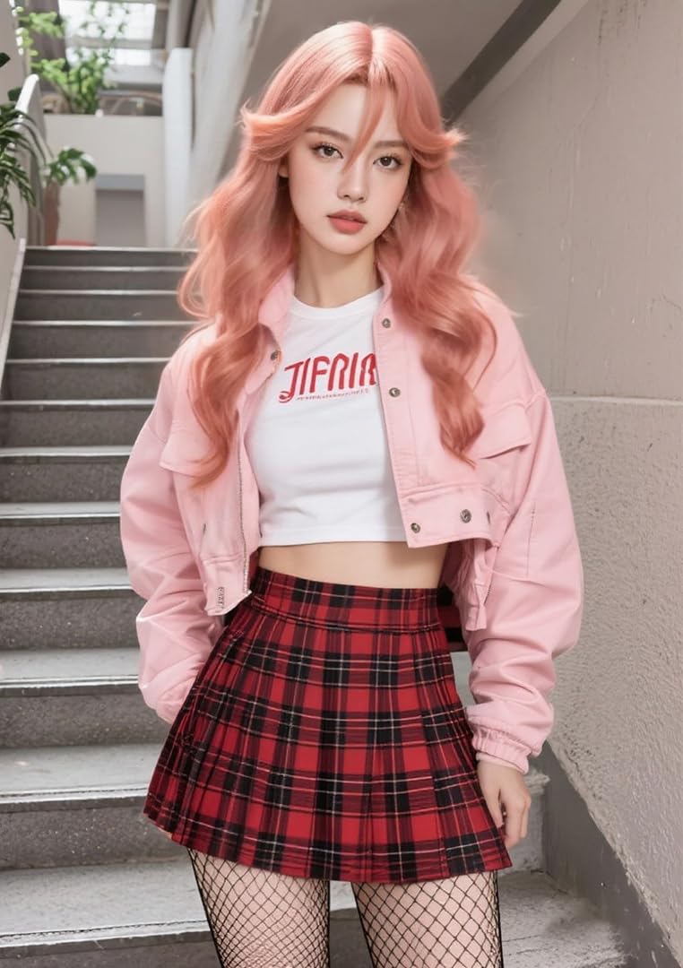 C-ZOFEK KiniOto Wigs Aya Osawa Wig Pink Anime Long Wavy Hair (Pink)