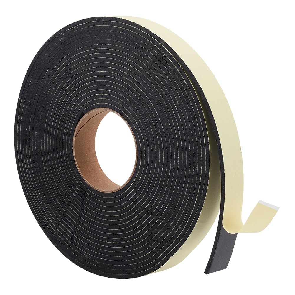 BENECREAT 10 m x 30 mm Nastro autoadesivo in schiuma, Nastro In Schiuma Ad Alta Densità per Porte e Finestre, Isolamento Termico, Spessore: 4mm (Nero)