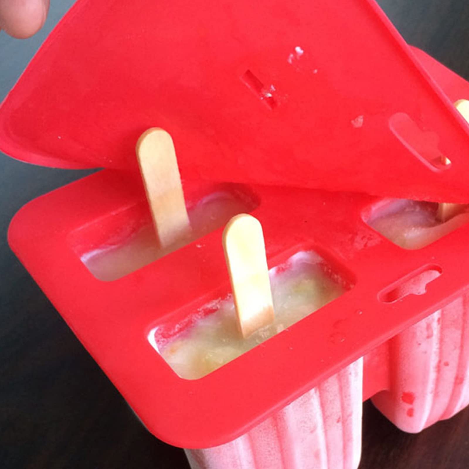 Moldes para polos， Moldes de silicona de 4 cavidades de grado alimenticio for cocina casera, molde de silicona for máquina de helado B