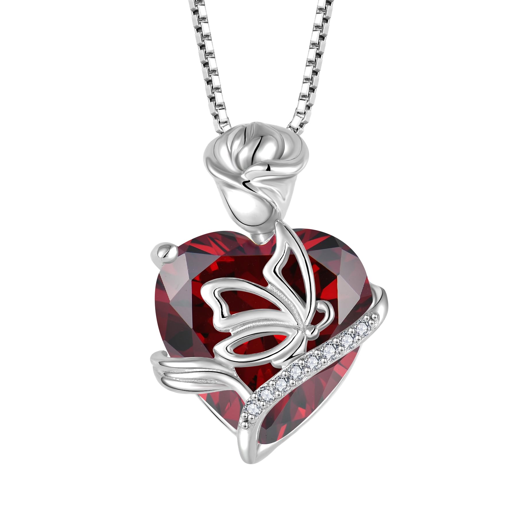 FJ Hartvormige vlinderketting voor dames, 925 sterling zilver FJ Hartvormige vlinderketting voor dames, 925 sterling zilver