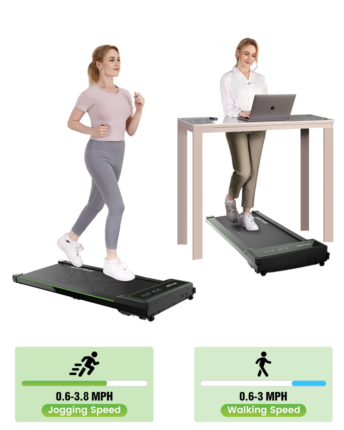Walking Pad, AKLUER 2.25 HP Under Desk Mini Treadmill with 265 Weight Capacity, Portable Walking Treadmill with IR Remote for Home, Office, Apartment, Light Weight Electric Walking Jogging Machine