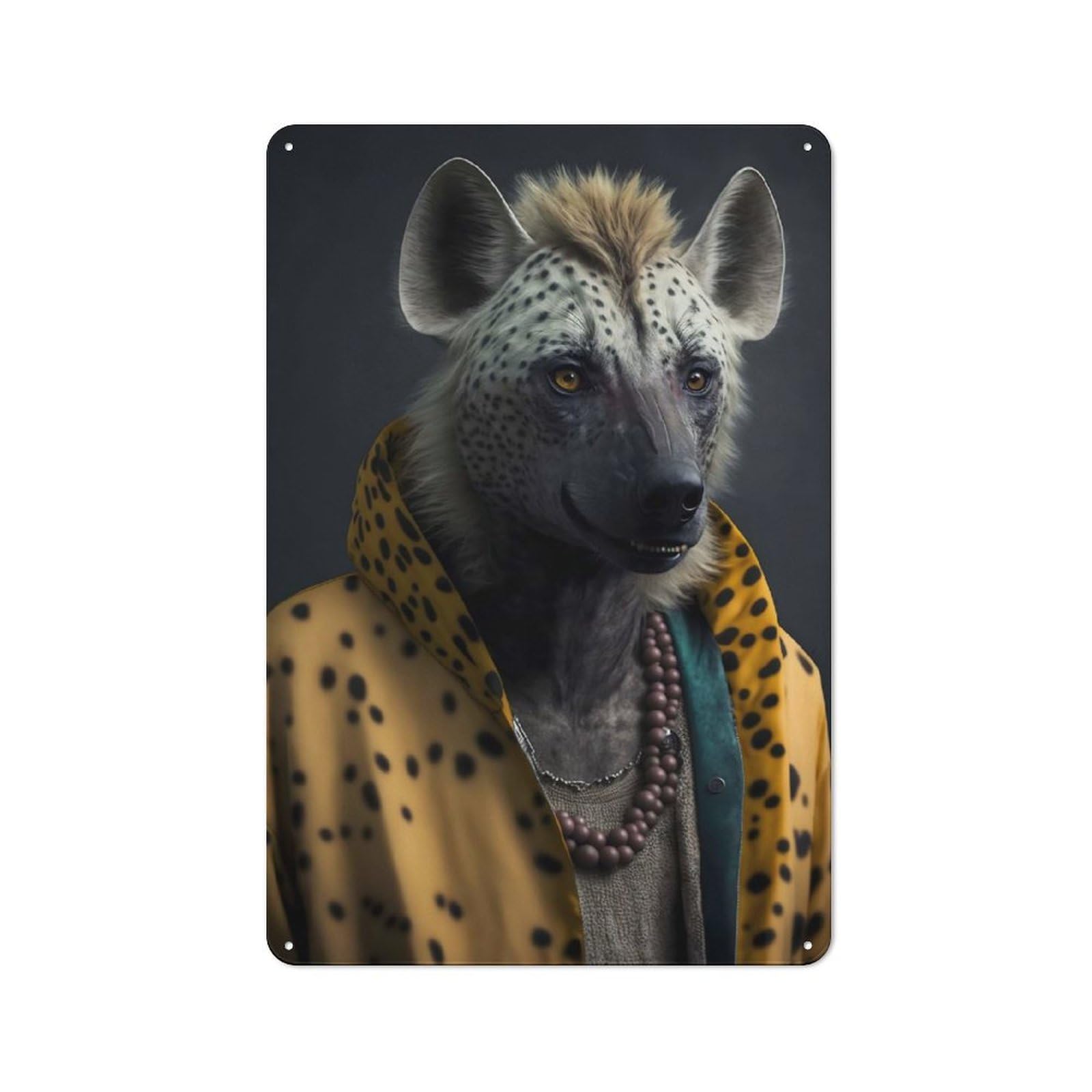 Junmoney Hyena Wild Animals Farmhouse Metal Sign 30X20cm, Rustic Cottage Wall Art For Cottage, Kitchen, Hallway Or Breakfast Nook