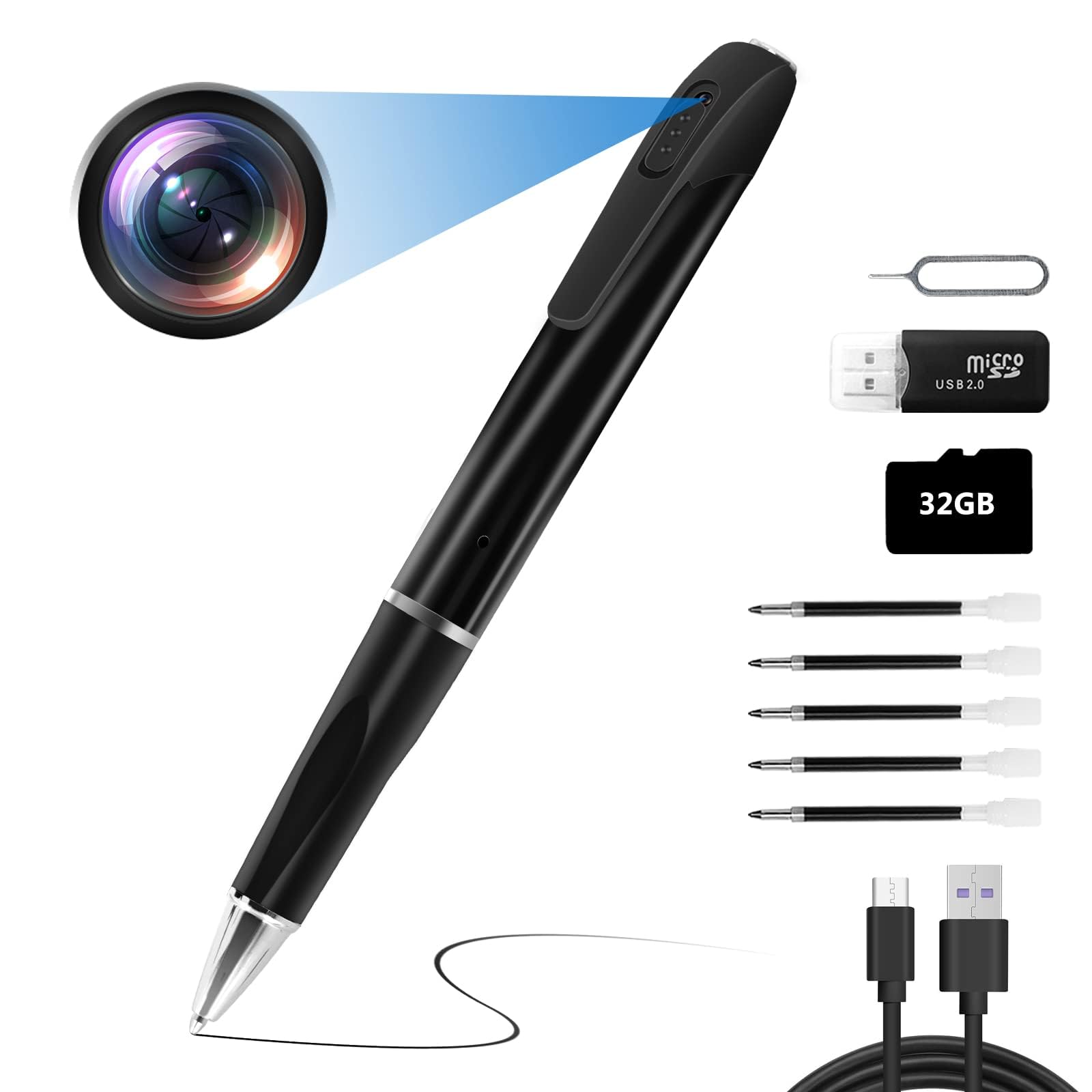 TANGMI Mini Camera, 1080P HD Camera Pieton avec Carte Micro SD de 32 Go, Enregistrement Vidéo et Photo Body Cam