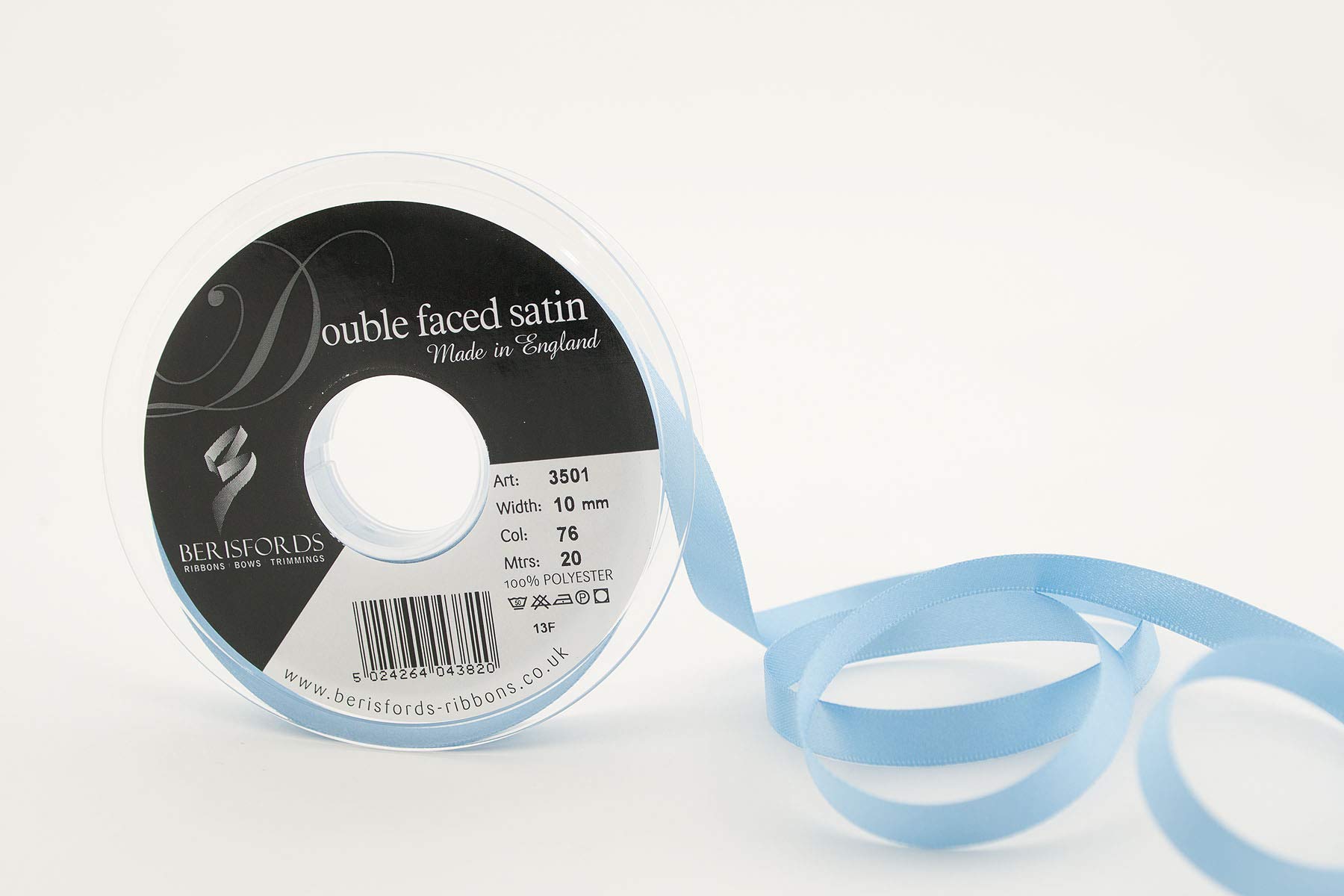 Berisfords Double Satin Ribbon, 76 Cornflower, 20 m
