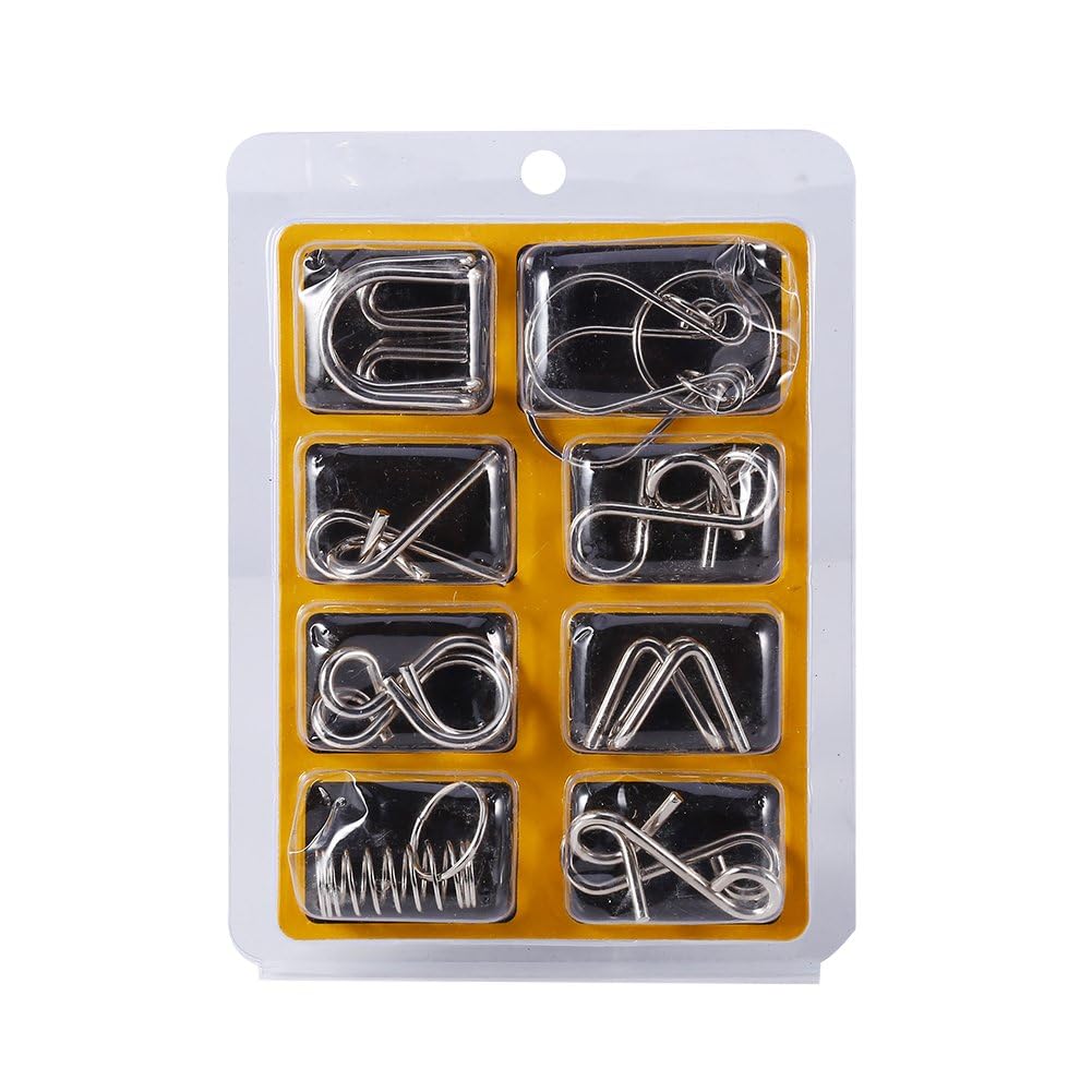 Gry zagadki IQ Test Puzzle zabawki edukacyjne prezenty na dzień dziecka dla dzieci i dorosłych puzzle metalowe 8 sztuk/zestaw
