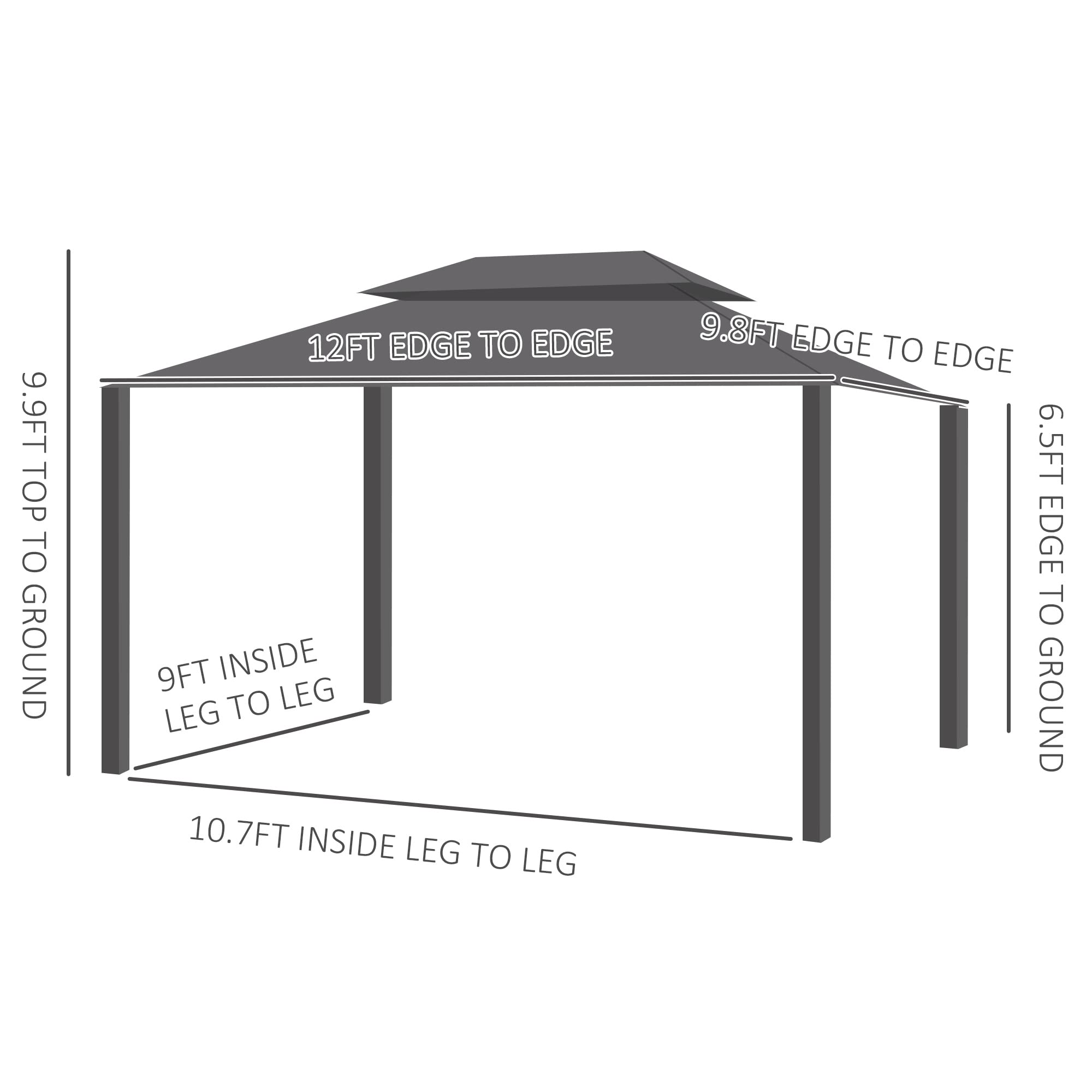 Outsunny 10' x 12' Hardtop Gazebo Canopy with Galvanized Steel Double