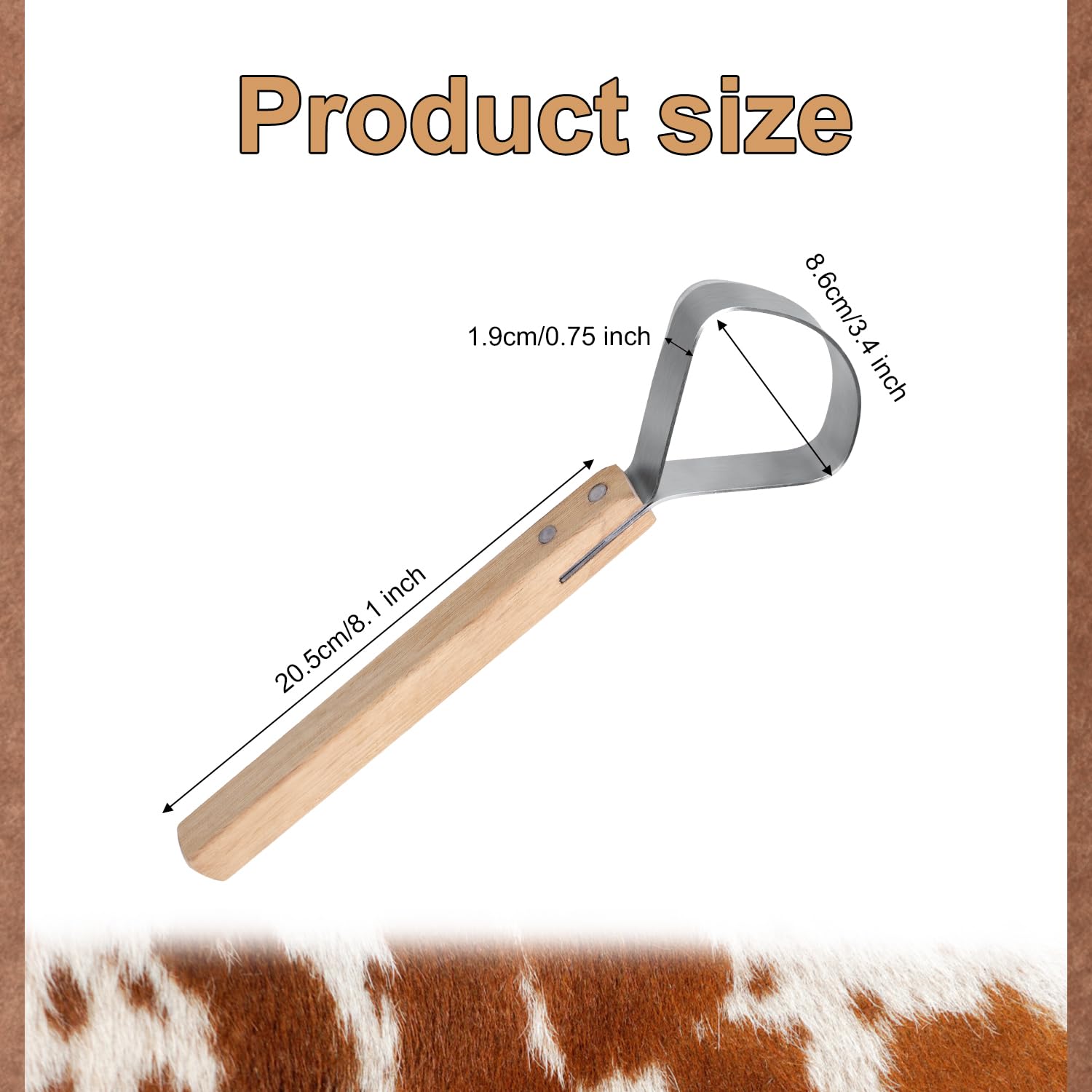 1pcs Pelt Scraper Fleshing Tool, 11.2in Fleshing Knife for Hides Scraper Flesher Tanning Tools for Taxidermy Leather Making Tools Skinning Fur Handling Supplies