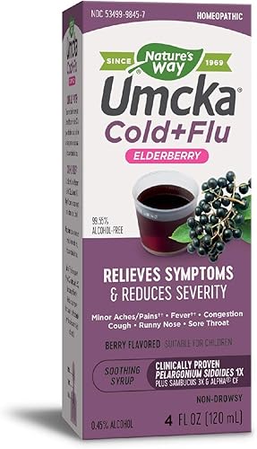Nature's Way Umcka - Jarabe de saúco para resfriado y gripe, clínicamente probado, siéntete mejor más rápido, 4 onzas líquidas