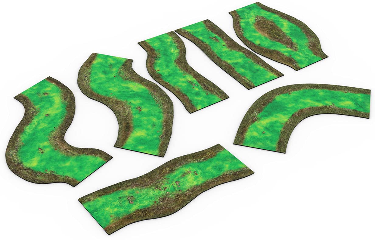 2D Modular Flow Kit for Warmachine & Hordes, Warhammer Age of Sigmar, Warhammer 40k, Star Wars Legion - Toxic - 7 Pieces