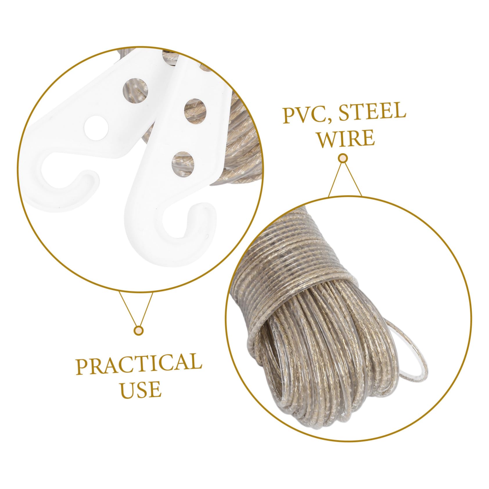 Corda per Stendere i Panni Super Resistente Anima in Acciaio e Rivestimento Pvc, Antivento e Resistente All’usura, per Campeggio e Esterni, 50m