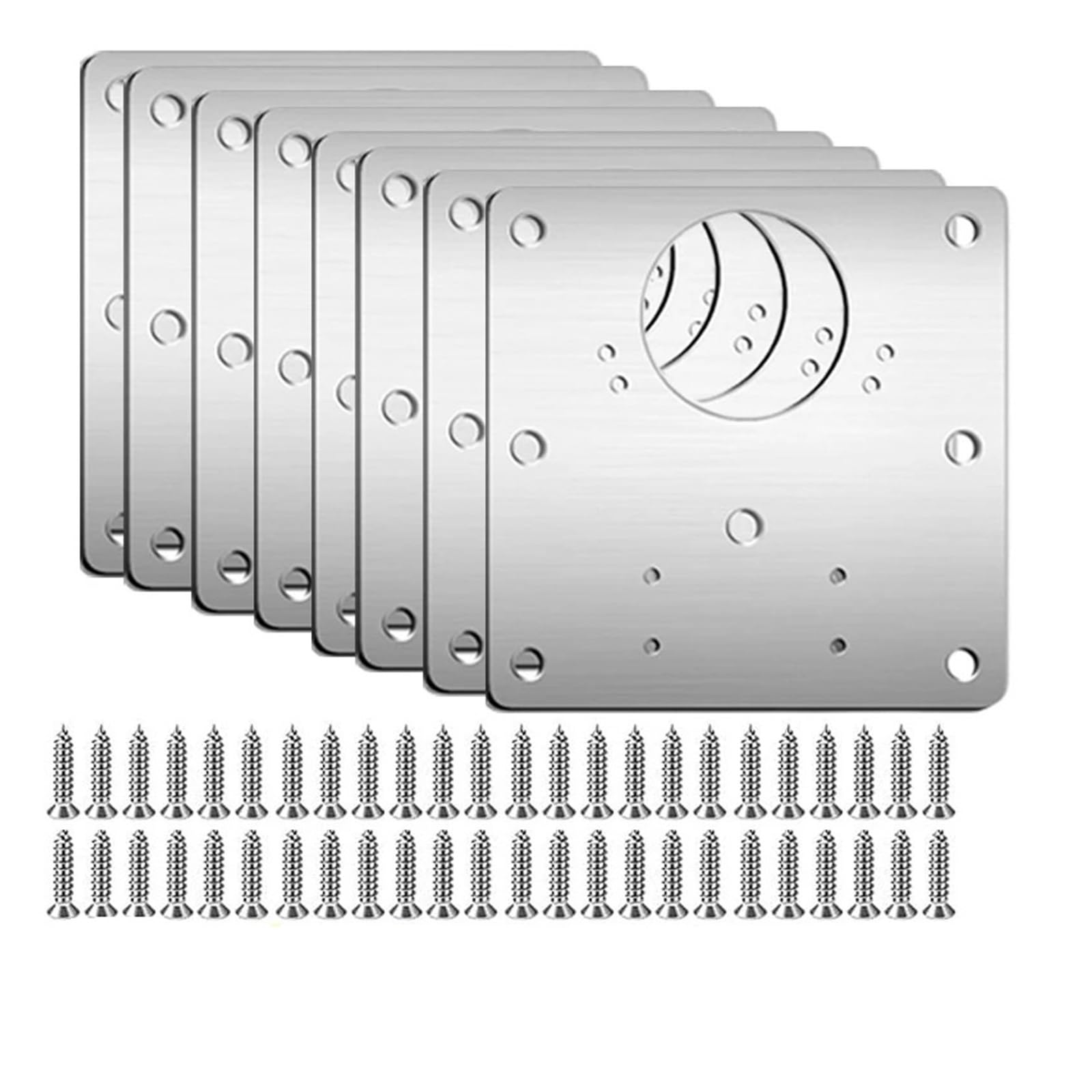 Meytxoa 8Sets Hinge Repair Plate 20/2Sets Cabinet Hinge Repair Plate Kits Stainless Steel Kitchen Cupboard Door Mounting With Holes Fixing Brackets(8Sets)