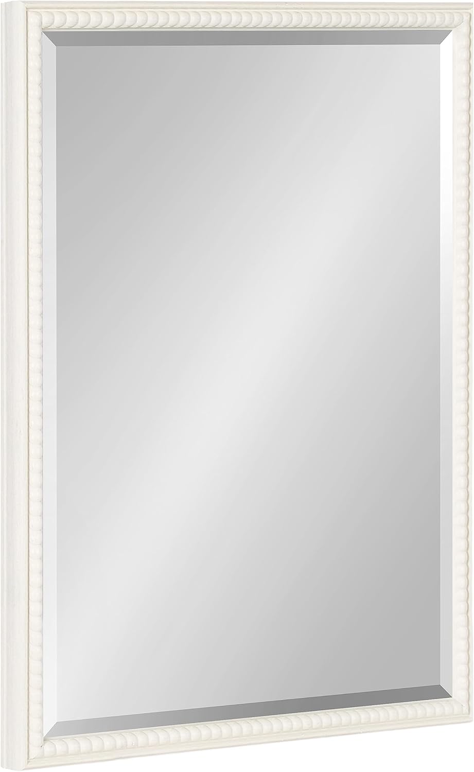 Kate and Laurel Makenna Traditional Rectangular Ornate Wall Mirror, 18 x 24, Soft White, Beaded Vintage Rectangle Vanity Mirror for Use as Bathroom Mirror for Over Sink or Refined Entryway Mirror White 18x24