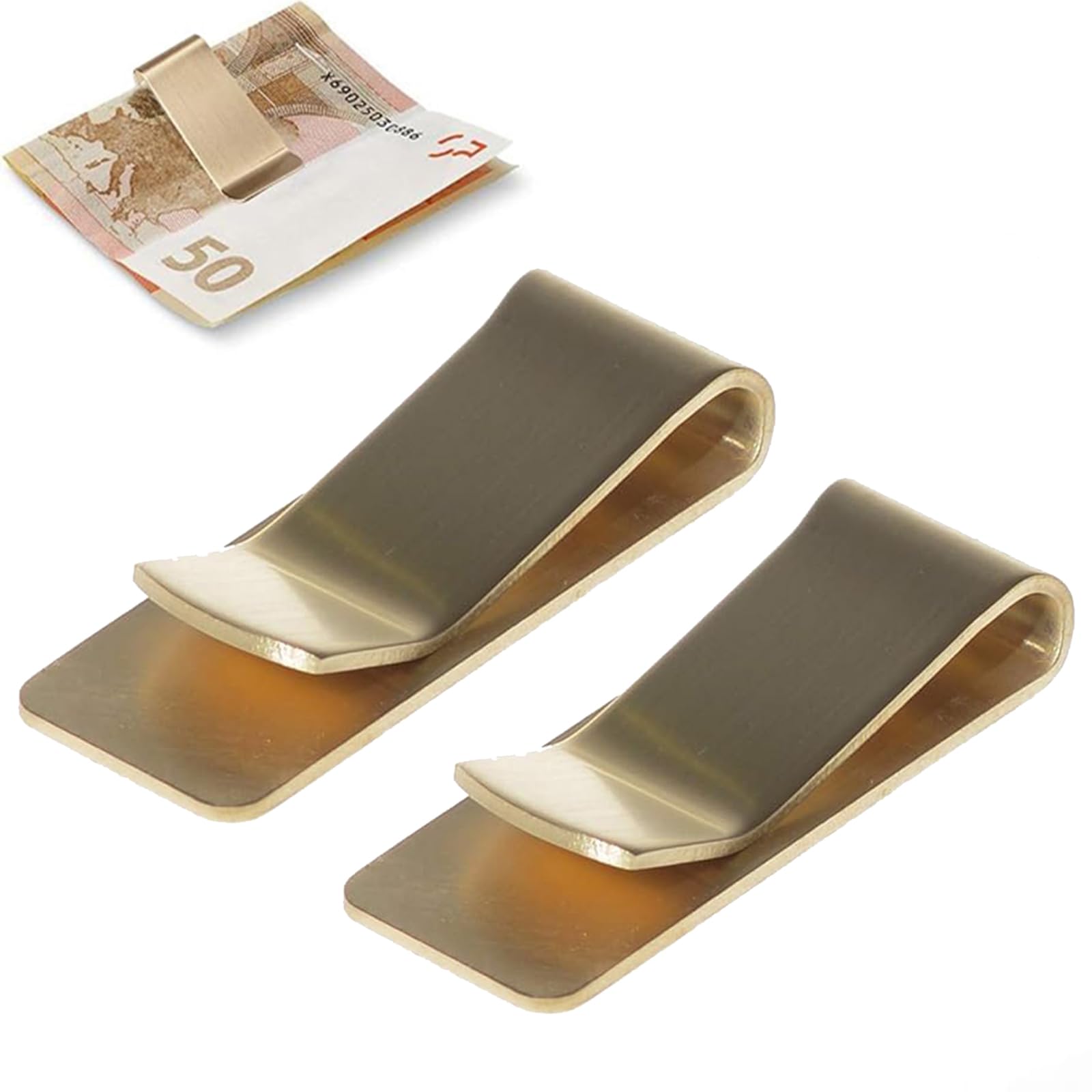 2PCS Money Clip, Money Clip Wallets for Men, Clip Wallet for Men, Cash Clip, Cash Holder for Men, Money Clipper Wallet for Men, Slim and Simple Design, Brass and Stainless Steel