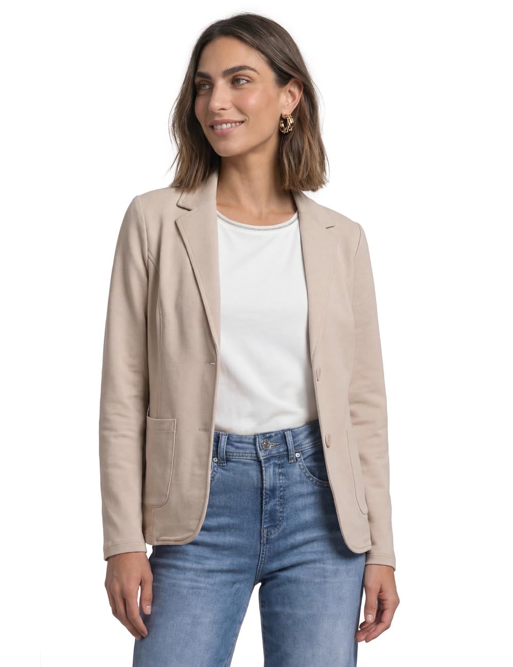 Street One Basic Blazer in Plain Colour Clay Sand Mel. 34