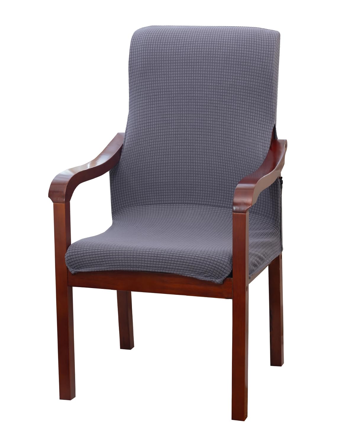 Deisy Dee Stretch Arm Chair Covers, Mid Century Chair Slipcovers, Accent Chair Covers (Dark Grey)