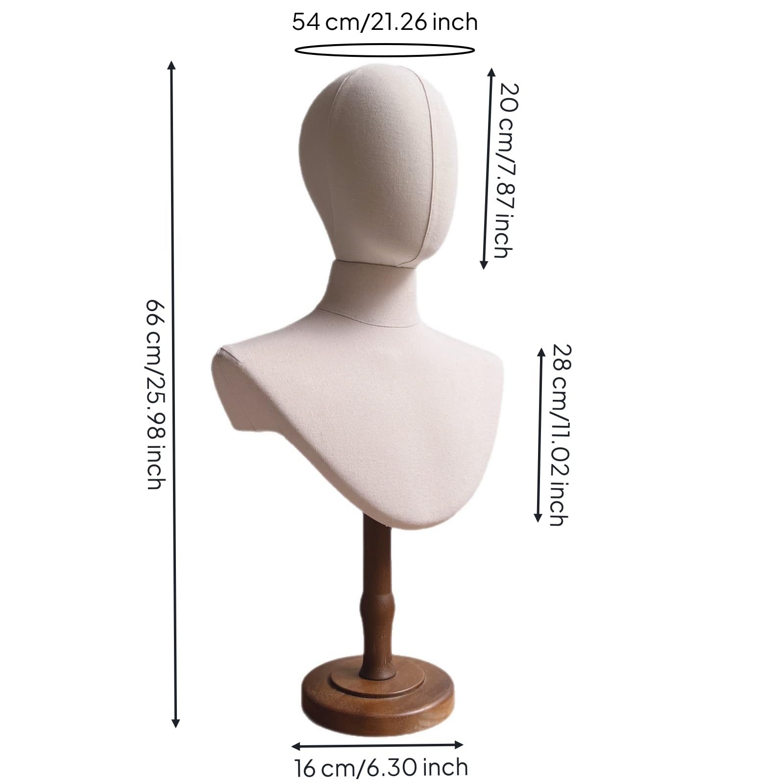 Busto da Sartoria con Testa Spillabile Espositore a Busto con Piedistallo Stabile Torso da Donna Supporto Regolabile per Sarti, Atelier