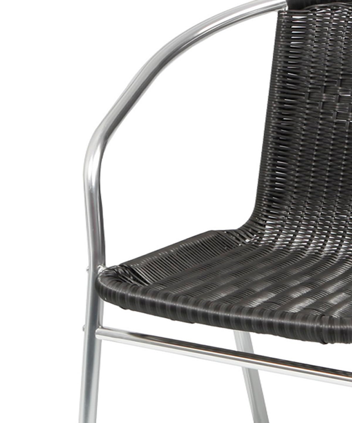 Mojawo Rattansessel Aluminium/Polyrattan Bistrostuhl stapelbar Stapelstuhl Campingstuhl Gartenstuhl Küchenstuhl Balkonmöbel Gartensitzmöbel Silber/Schwarz