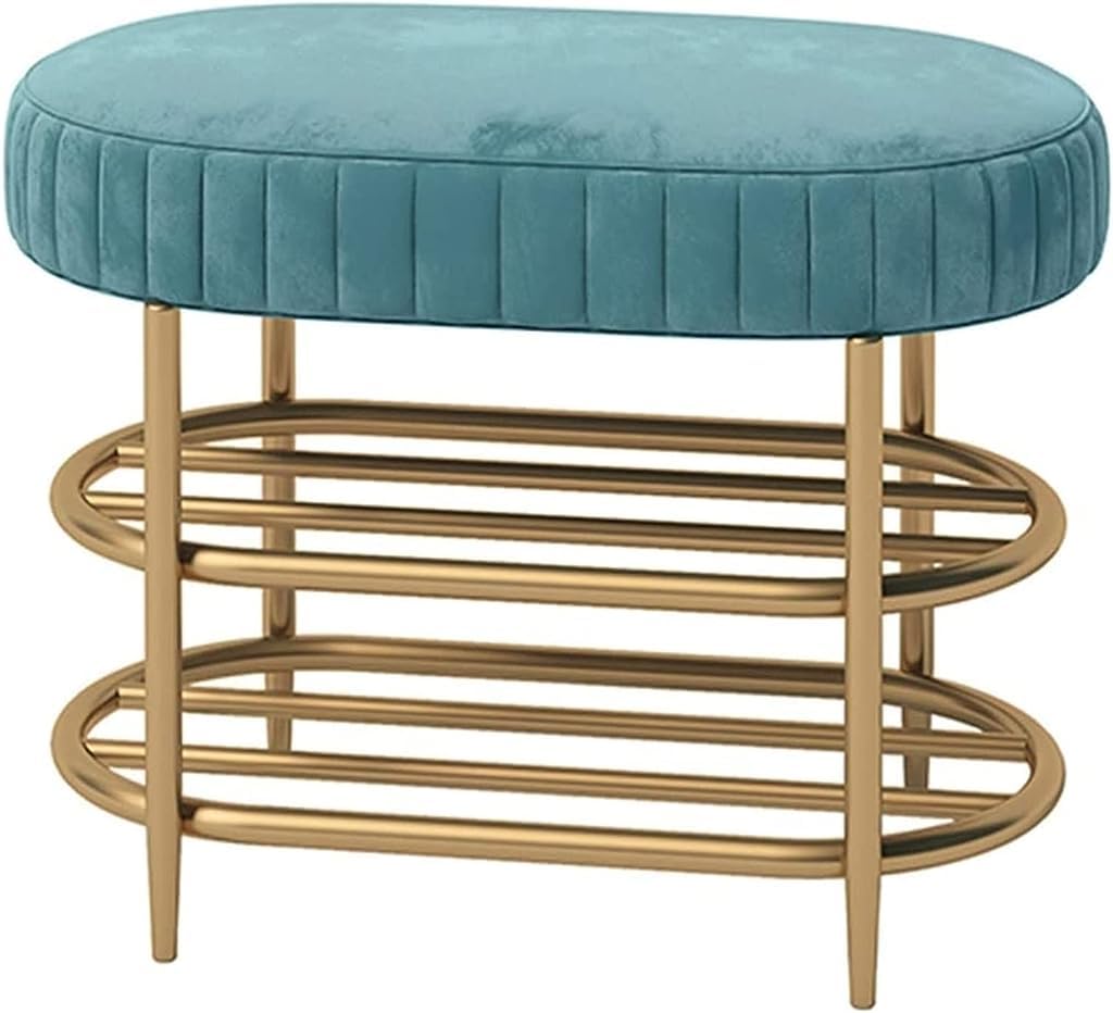 KLGFBDC Shoe Bench Storage - Entryway Shoe Rack with Soft Cushion, Nordic Style Iron Frame, Household Shoe Changing Stool, End of Bed Bench