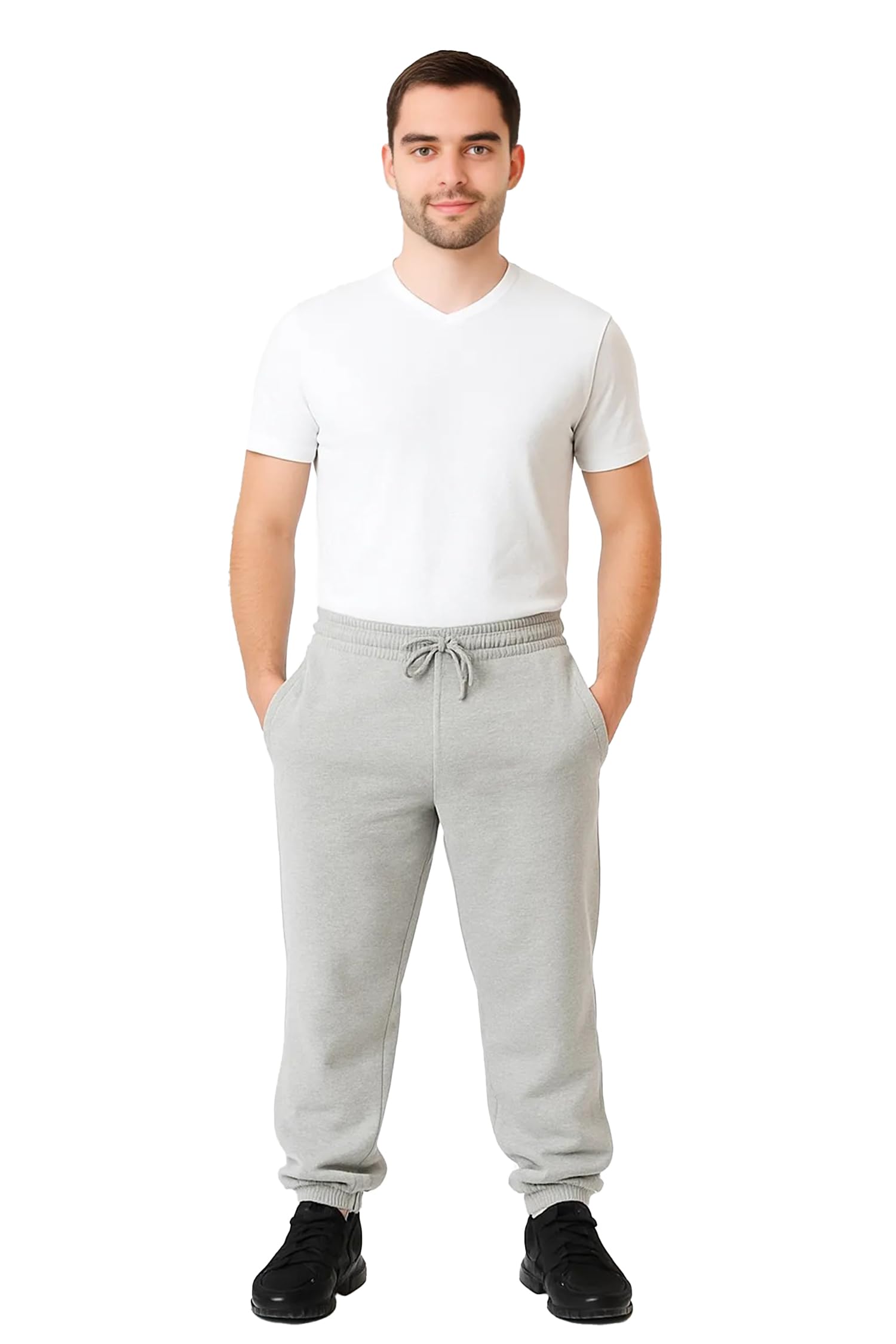 Men's Cuffed Trouser Jogging Pants Tracksuit Bottoms, Casual Joggers for Men UK with Elasticated Cuffs Classic Jog Pants Zip Pockets Size UK S-5XL