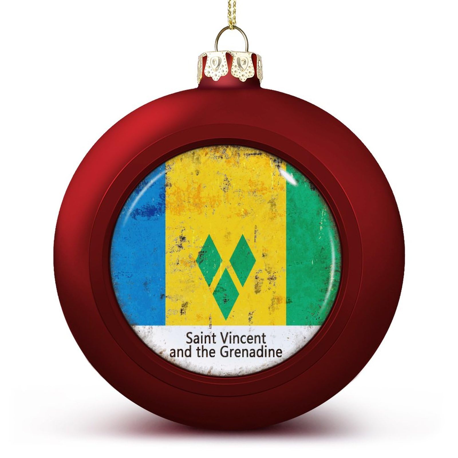 Luijorgy Men's Saint Vincent And The Grenadine National Flag Ball Ornats, Flag Ball Ornats For Christmas Tree Decoration, Christmas Ball Ornat Xmas Baubles
