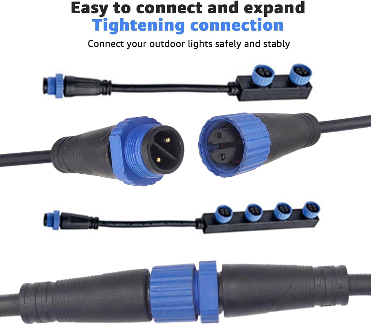 M15Weatherproof Extension Cable for Philips Hue Outdoore Lights Male Female Connector Compatible with Lily Spot/XL Spot, Calla Pedestal, Econic Pathway, Amarant Light Bar,LED Lighting