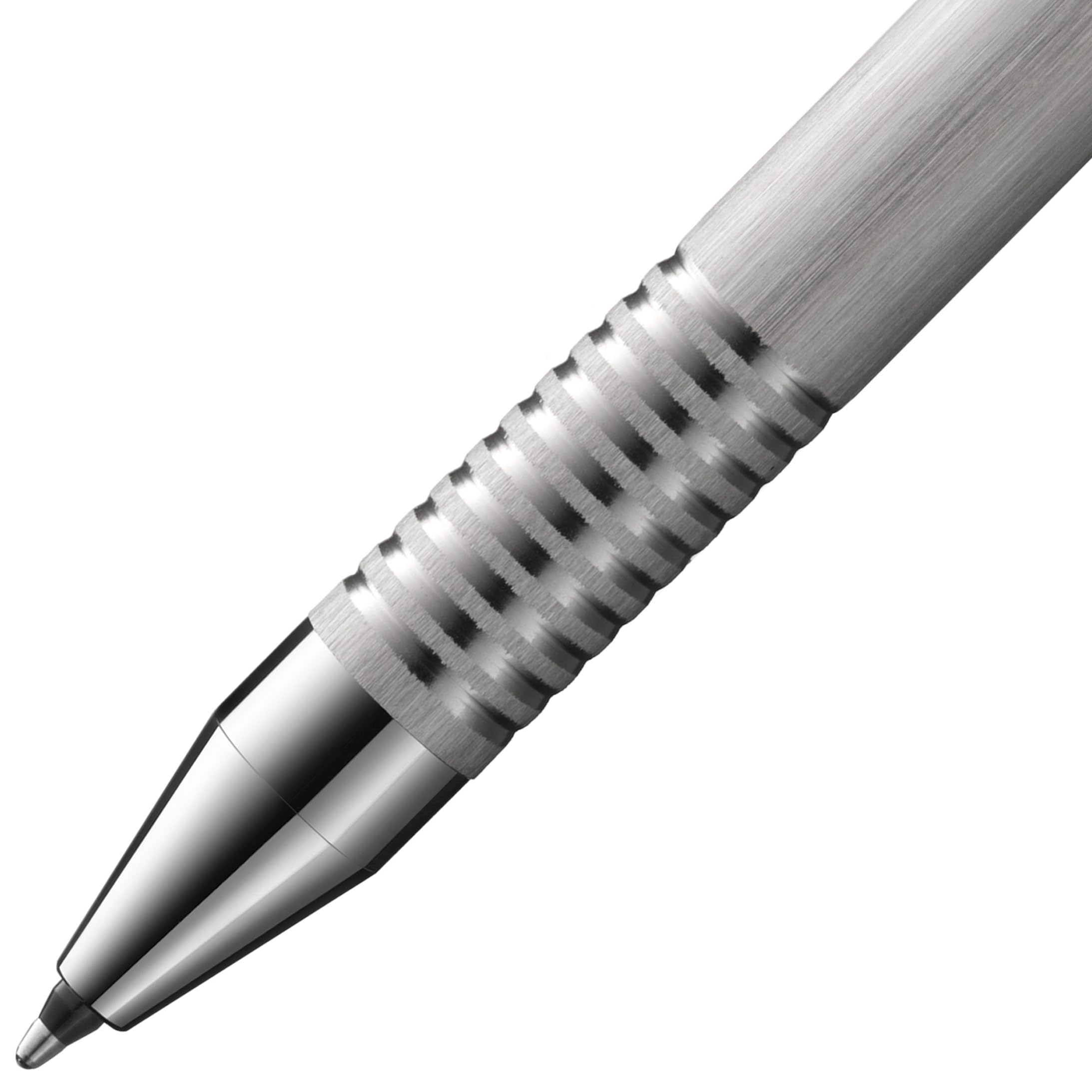 Lamy Zestaw składający się z 1 x logo Twin Pen 606 długopis i ołówek mechaniczny ze stali nierdzewnej szczotkowanej i 1 x etui z prawdziwej skóry w kolorze czarnym na dwa przybory piśmiennicze