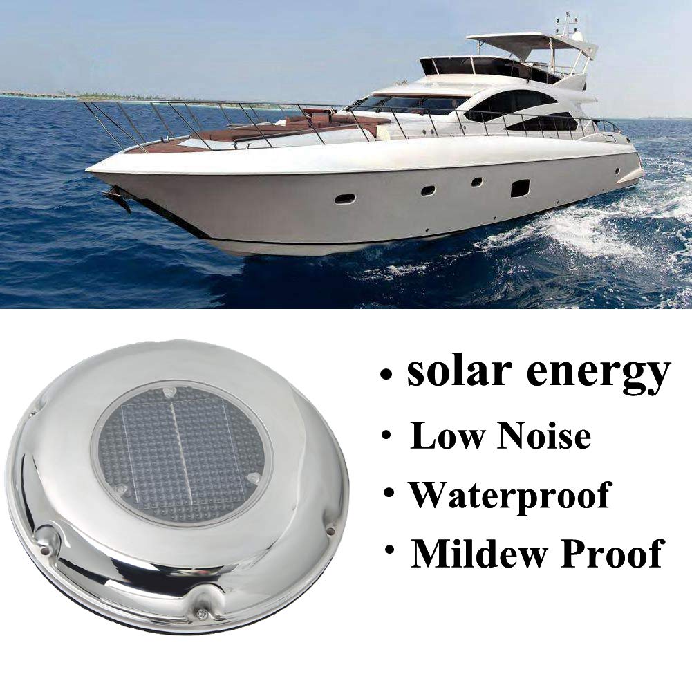 FastUU Ventilatore solare, Ventilatore solare in acciaio inossidabile, Ventilatore di scarico per barca, Ventilatore di ventilazione sicuro silenzioso impermeabile