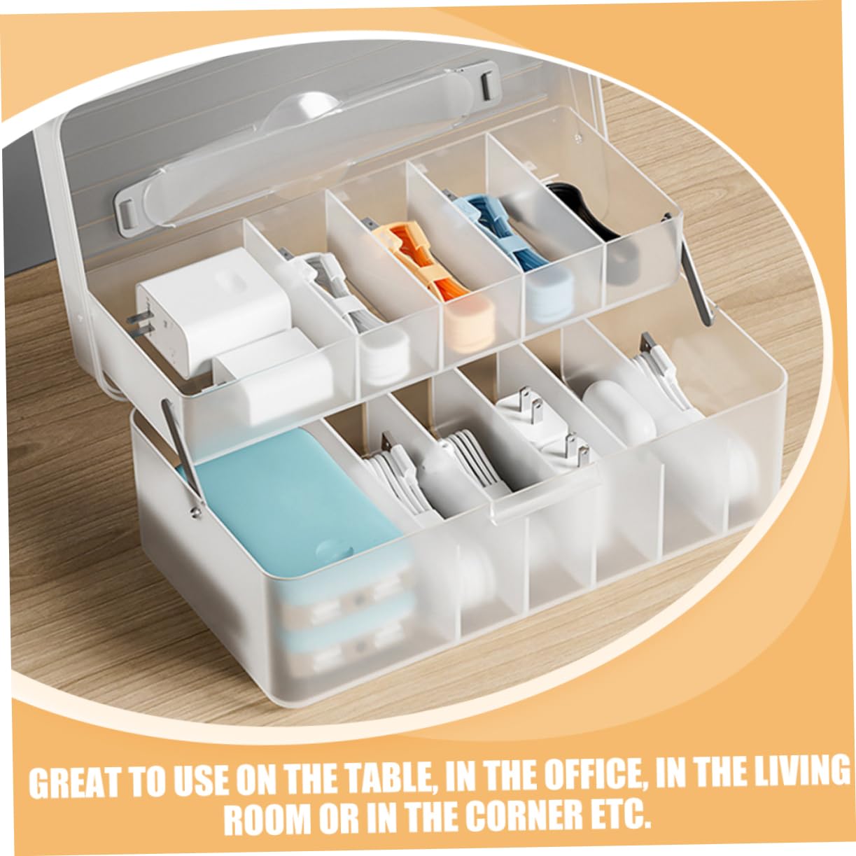 Box Organizer Per Cavi Elettronici Contenitore Multiuso Per Caricatori e Accessori Design Portatile e Trasparente Per Scrivania e Casa Soluzione Per La Gestione Dei Cavi