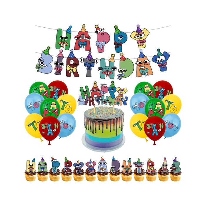 Birthday Party Decorations Alphabet Lore Balloons Birthday Alphabet Lore Birthday Cake Toppers Alphabet Happy Birthday Banner Alphabet Lore Birthday Decoration Alphabet Lore Party Supplies