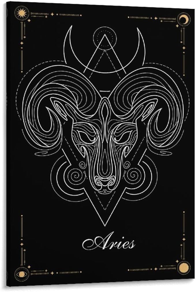 BAOCT The Aries Constellation Canvas Poster Wall Art Decor Print Picture Paintings for Living Room Bedroom Decoration Framed 12x18inch