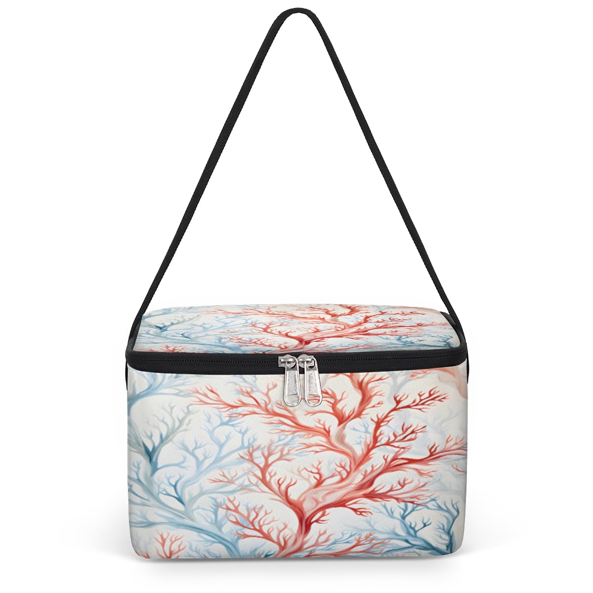GzLeyigou Ocean Coral Lunch Bags for Women Men 9 Cans, Hot & Cold Food Delivery Bag Insulated Grocery Bag Insulated Lunch Box Blue Red Corals Cooler Bag for Office Work Picnic Beach