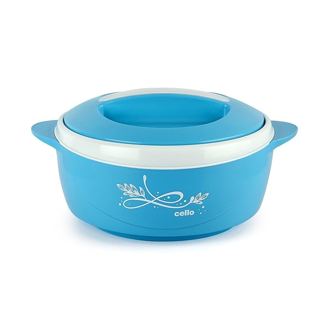 Cello Sapphire Insulated Inner Steel Casserole for Roti, 1250ml, Blue | Hot Box for Kitchen | Hot Pot for Home | Chapati Box | Locks in The Cold & Heat for Long | Serving Bowl with Lid