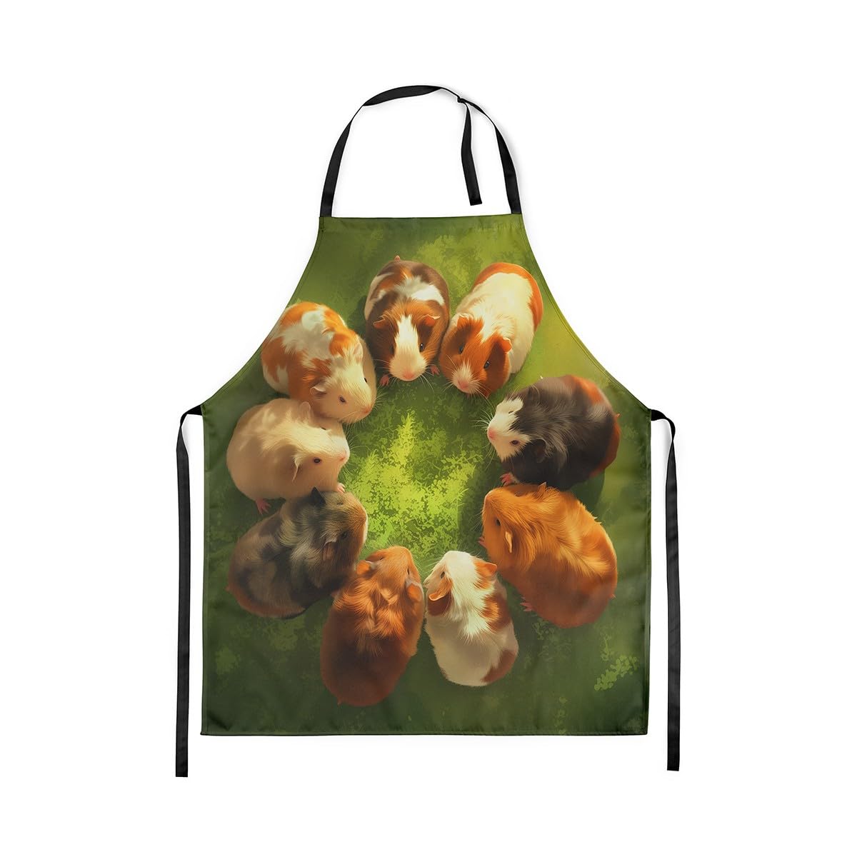 Loussiesd Guinea Pig Bib Apron with Adjustable Neck 78x66cm Cute Cavy Cooking Kitchen Chef Apron Cartoon Pet Animal Apron for Women Men Green Grass BBQ Painting Baking Apron