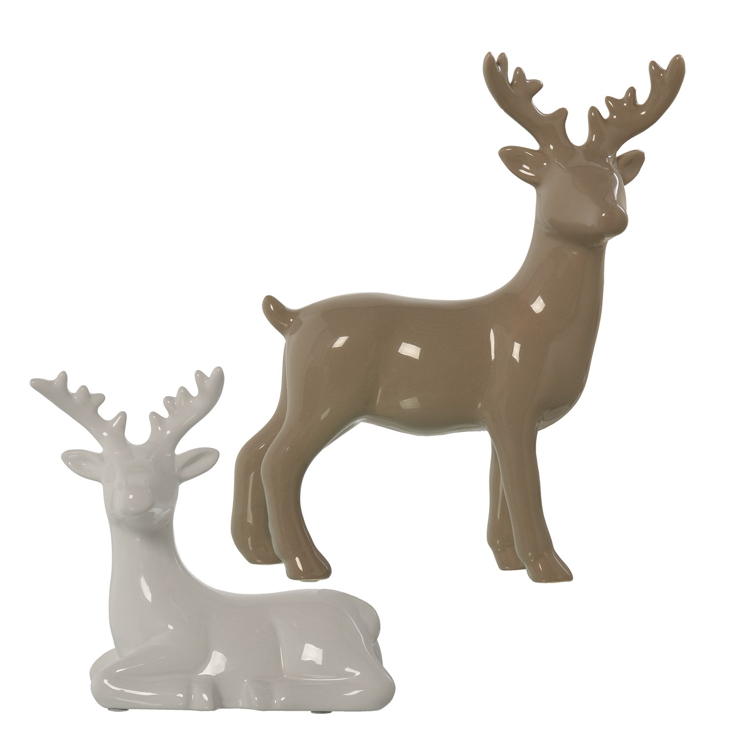 Figuras ciervo cerámica blanc et gris clair statuette design haut de gamme 26cm
