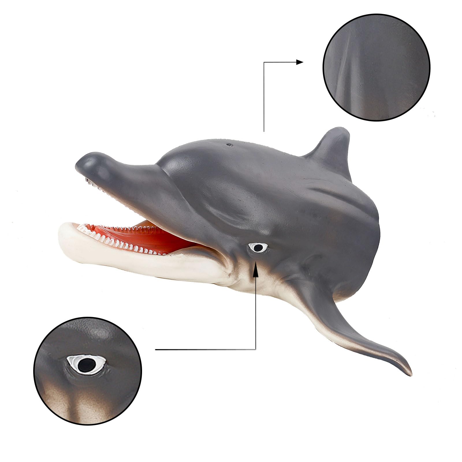 Andux Animal Hand Puppet Realistic Soft Rubber Interactive Role Play Hand Puppet Toys DWSO-01 (Dolphin) - Image 4