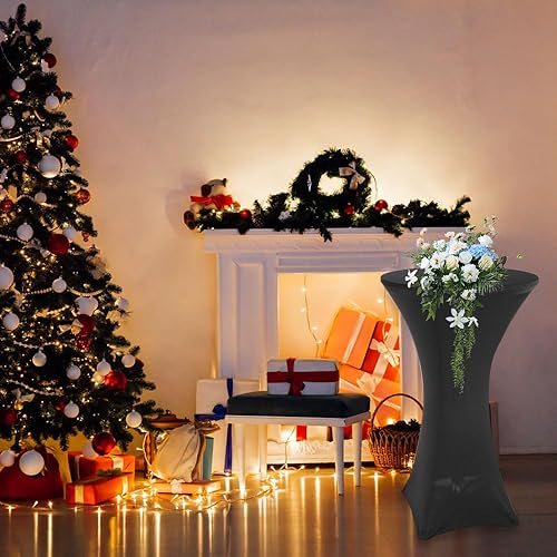 Miniatura 4 de REDCAMP Mesa de cóctel de 24 pulgadas con cubierta negra, mesa de bar redonda plegable con parte superior abatible para fiestas y restaurantes, 3045