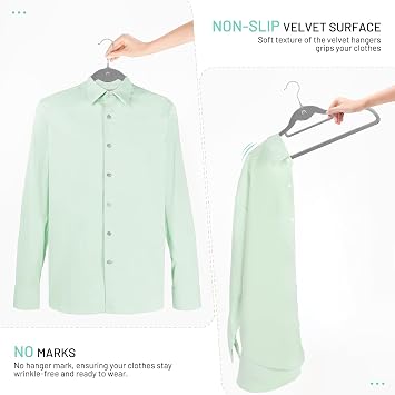 Velvet Stackable Hangers Grey & White Each 30 Pack